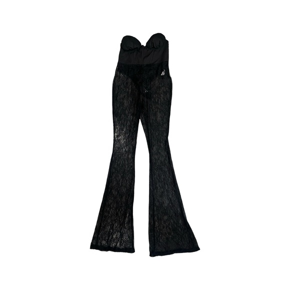 PrettyLittleThing Black Corset Sheer Lace Jumpsuit Size 8 NWT - Picture 5 of 6